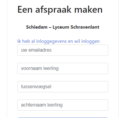 Voorbeeld: afspraak maken bij Schravenlant