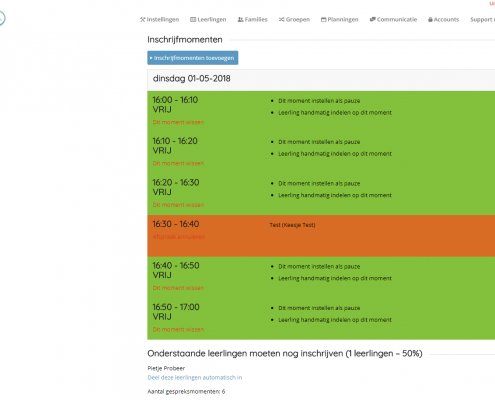 Schermafbeelding van Schoolgesprek: planning